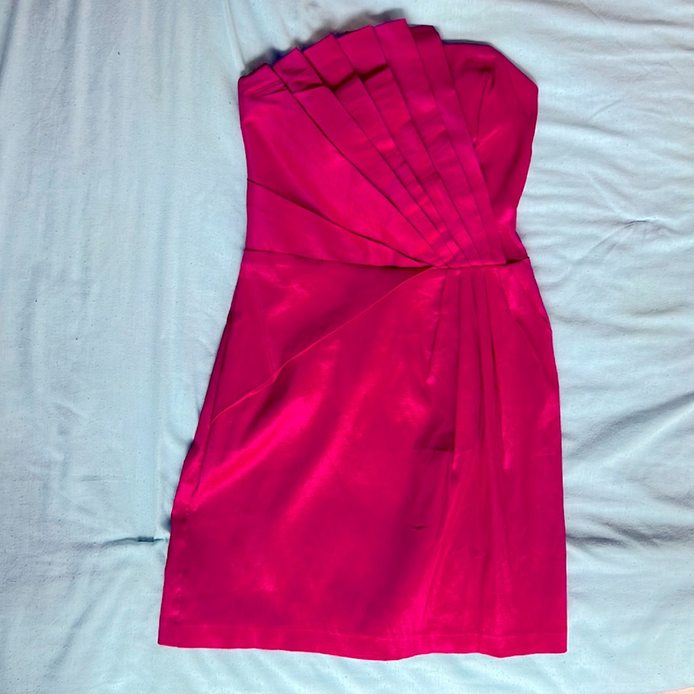 Romeo and Juliet Couture Pink Strapless Pleated Dress